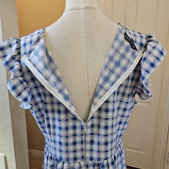 SHEIN Blue Plaid Ruffle Mini Dress Size Size XL - Picture 10 of 10